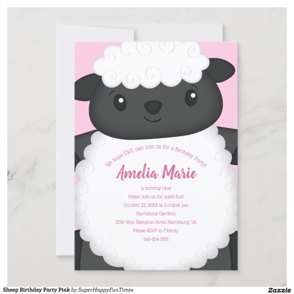 This Sheep Baby Shower Collection design theme featuring a Simply Adorable Sheep on a pink, blue, or green color pallet celebrates your very special Birthday and Baby Shower.  #party #sheep #birthday #first #1st #one #cute #kids #children #Sheep #Baby #Shower #and #Birthday #Party #Collection